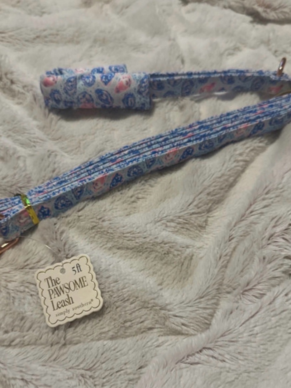 Simply Southern Blue and Pink Paisley dog Leash with Padded Handle